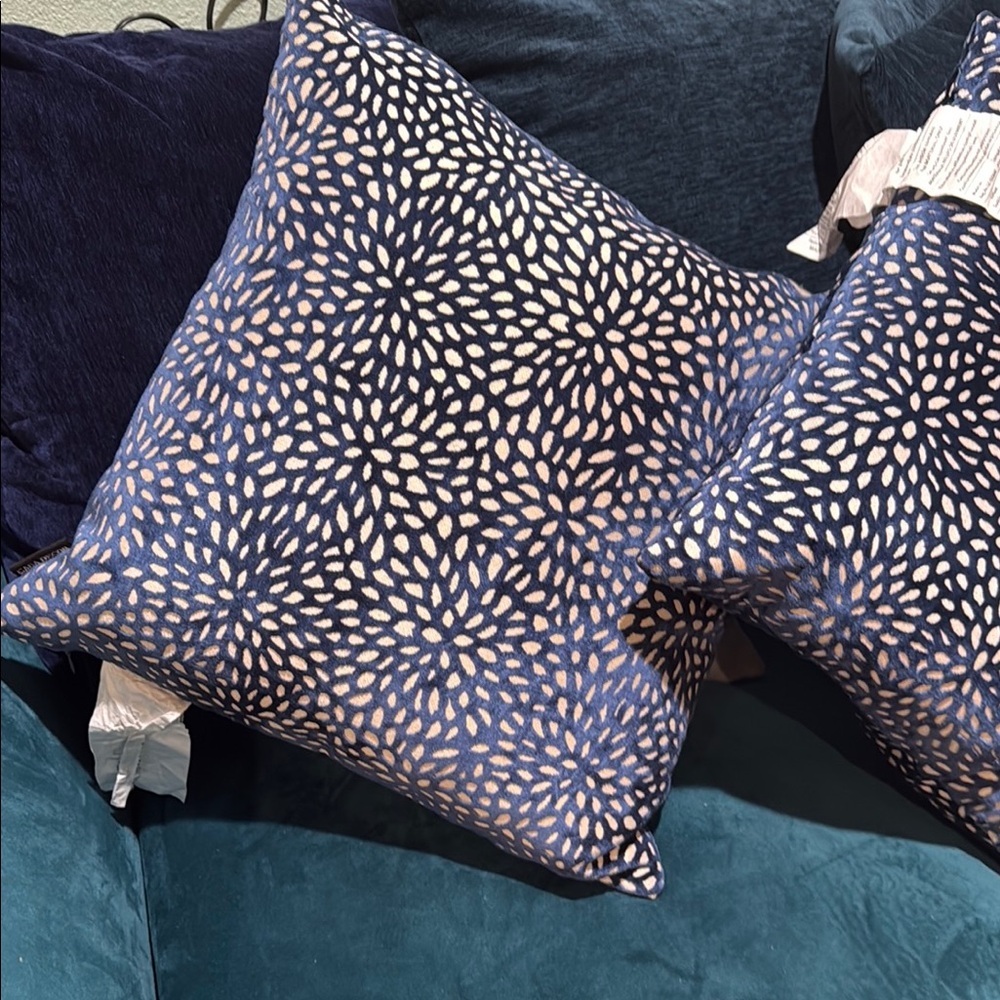 Navy and Cream Accent Pillow